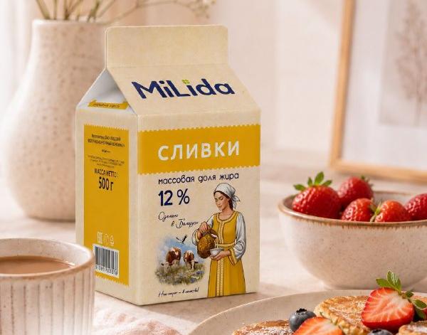 Сливки 12% в новом дизайне