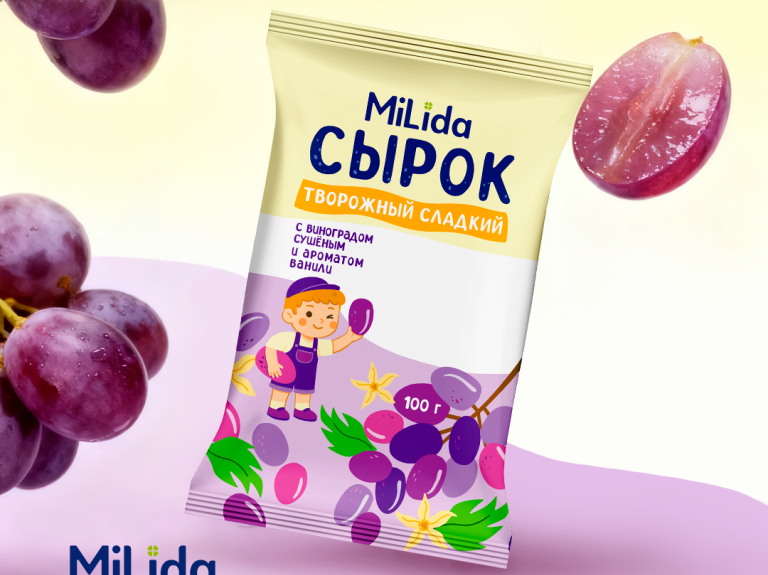 Творожный сладкий сырок от MiLida с изюмом и ароматом ванили в новом образе!