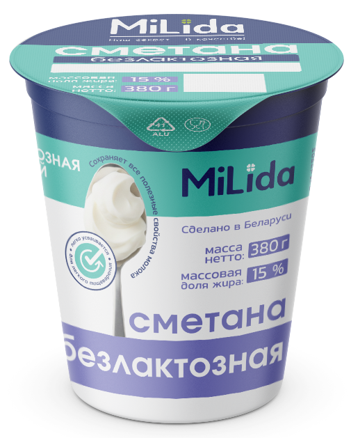 Сметана безлактозная 15 %