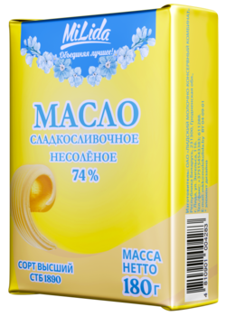 Масло сладкосливочное несоленое 74 %