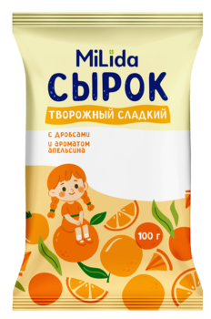 Сырок творожный сладкий с дробсами и ароматом апельсина